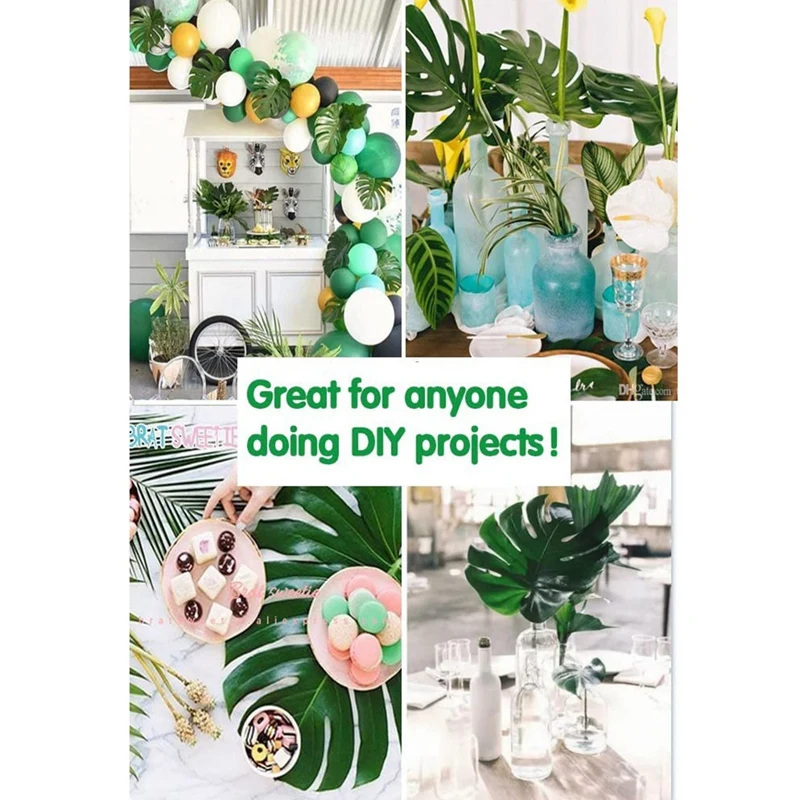 66 Pcs 6 Kinds Artificial Palm Leaves With Faux Monstera Leaves Stems Tropical Plant Simulation Safari Leaves For Decor