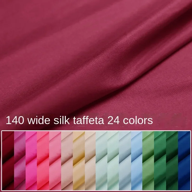 Mulberry Silk Taffeta Fabric Solid Color Refreshing for Dress Umbrella Sweater Cashmere Lining Garment Sewing Material Per Meter