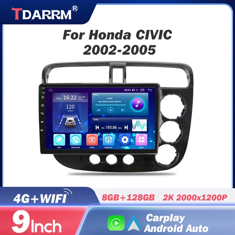 

TDARRM For Honda CIVIC 2002-2005 RHD 2 din Android Car Radio Multimedia Video Player GPS Navigation 4G Carplay Head unit