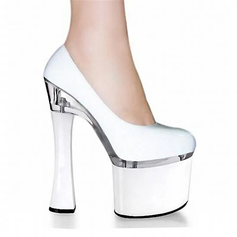 

Classic / Black / White Platform Women 18CM Super Thick High Heel Pole Dance Shoes, Wedding / Party Pumps