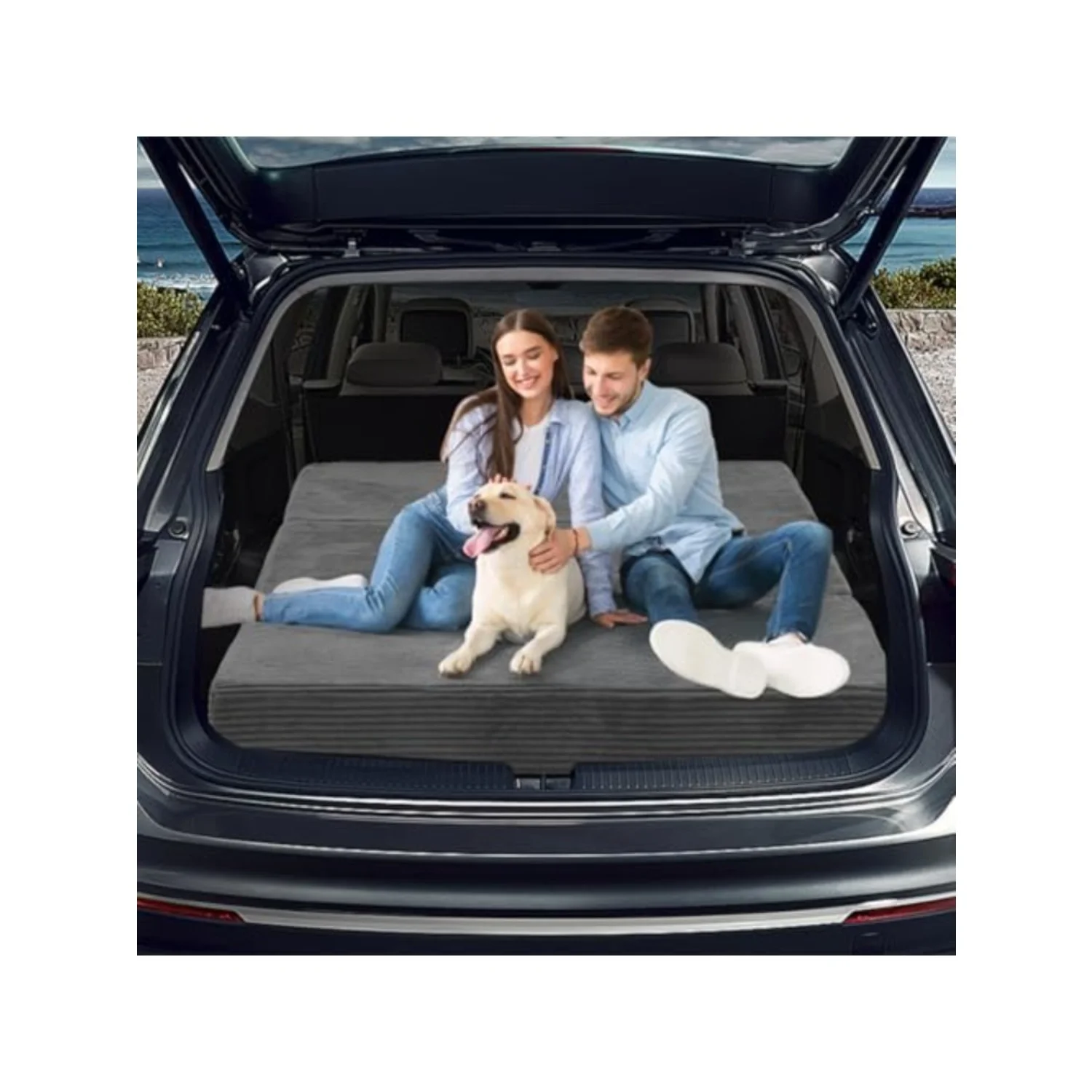 6-Inch Tri-Folding Mattress Queen Size - Foldable Futon Sofa Bed with Removable Washable Cover, Folding Futon Mattress