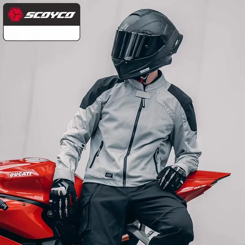 

Scoyco Summer Motorcycle Jacket Men's Rider Commuter Racing Four Season Crash Resistant Motorcycle Cycling Jacket Breathable