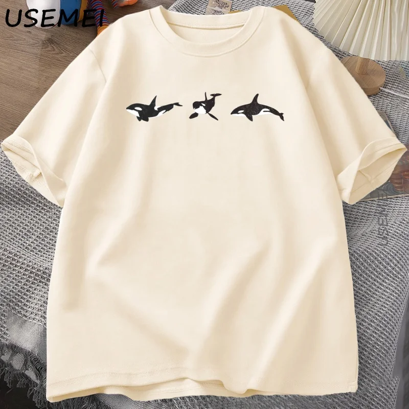 Sealife Orca الحوت تي شيرت الرجال النساء المحيط الحوت الجرافيك تي شيرت الصيف عادية بلايز Harajuku القطن قصير الأكمام ملابس رجالي