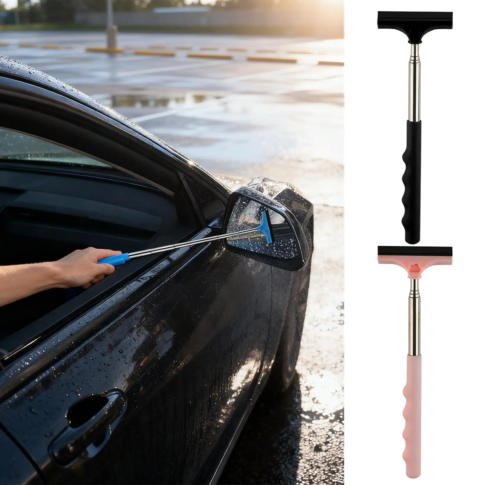 Squeegee For Window Cleaning Telescopic Glass Squeegee Cleaner Multifunctional Rearview Wipers For Truck Vehicle SUV Sedan