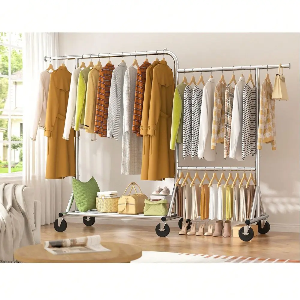 

Rack 82.7 W Clothing Rack,330LBS Clothing Racks For Hanging Clothes, Heavy Duty Clothes Racks With Wheels,Portable Rolling Adju