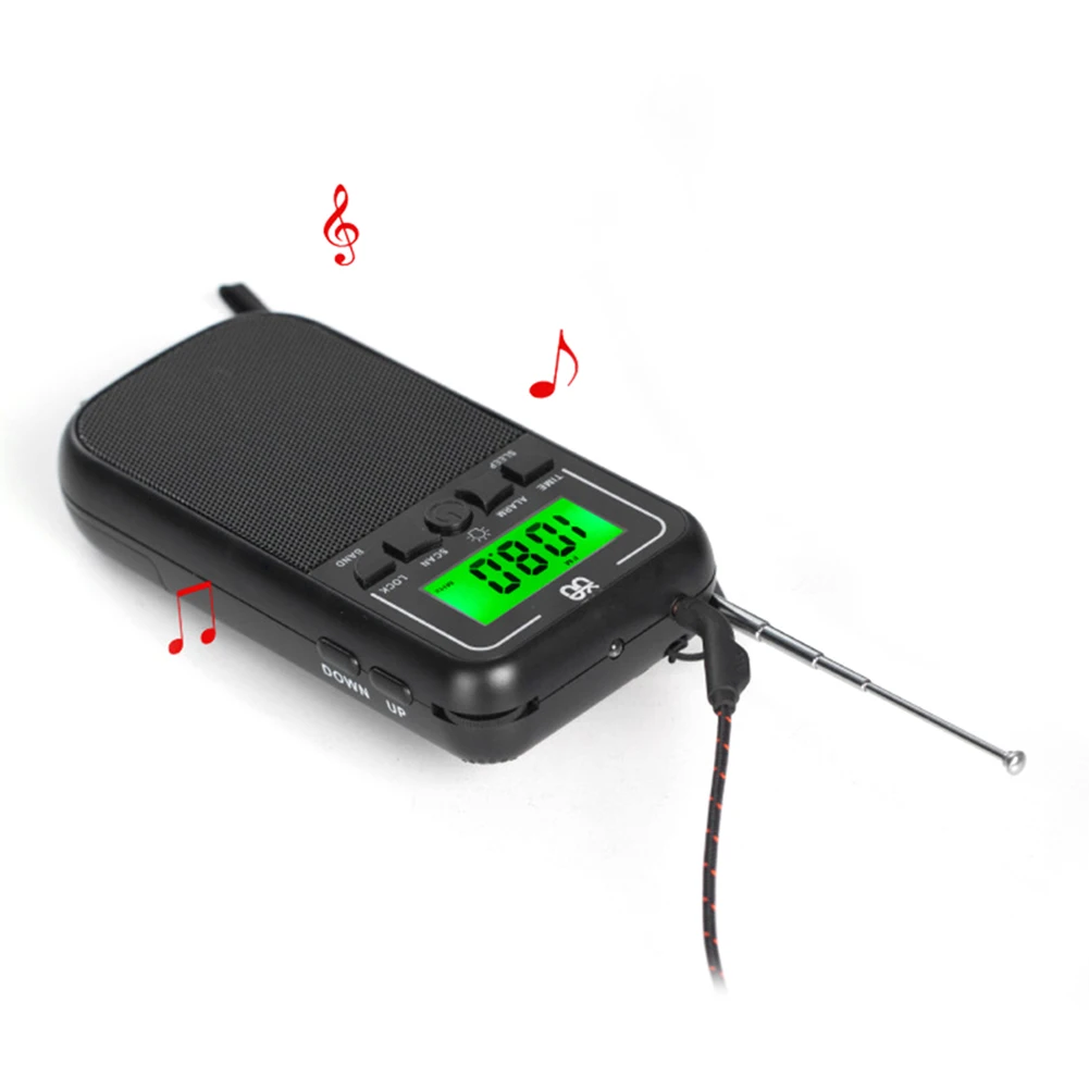 Personal Stereo Radio Digital Display Portable Hi-Fi Radio Flashlight Mini Pocket Radio Alarm Clock 3.5mm Headphone Jack