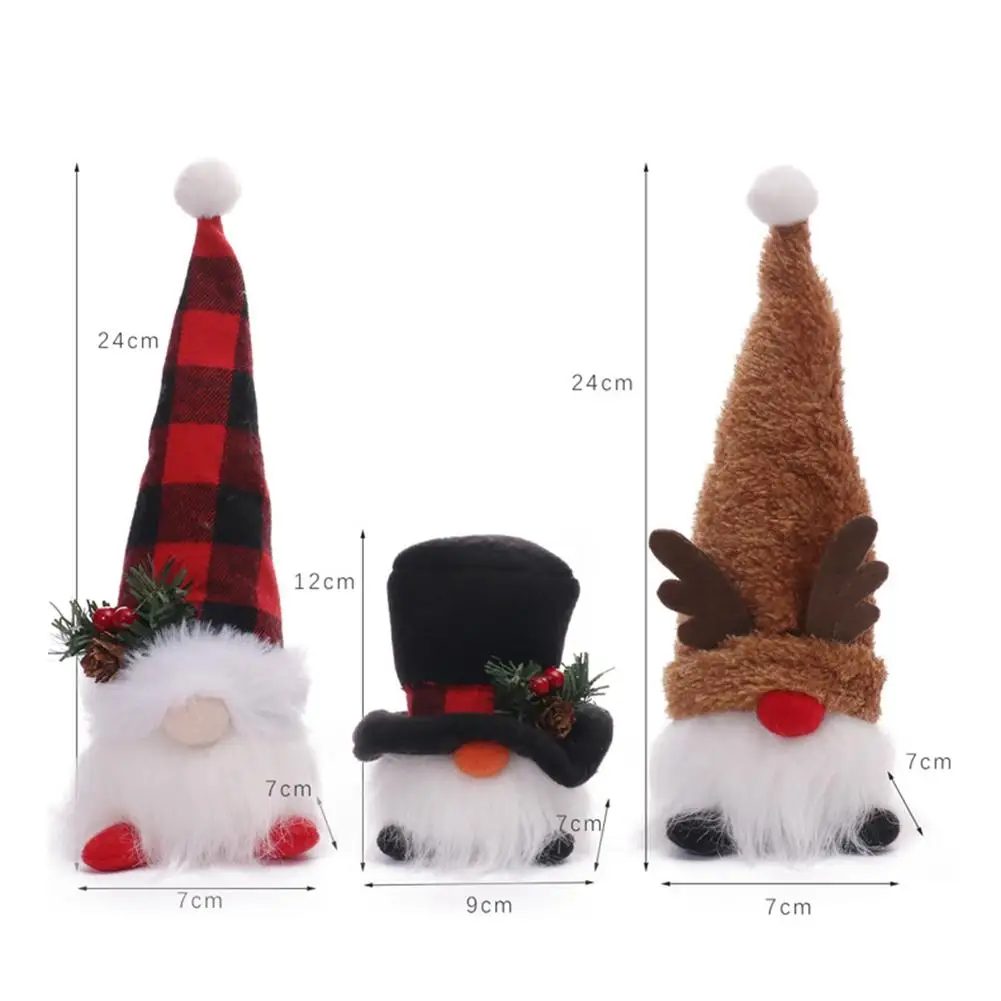 ตุ๊กตาโนมคริสต์มาส LED - ชุดตกแต่งผ้าพลัฌ 3 ชิ้น สร้างบรรยากาศอบอุ่นในวันหยุด ของตกแต่งบ้าน มีสินค้าพร้อมส่ง ขายส่ง