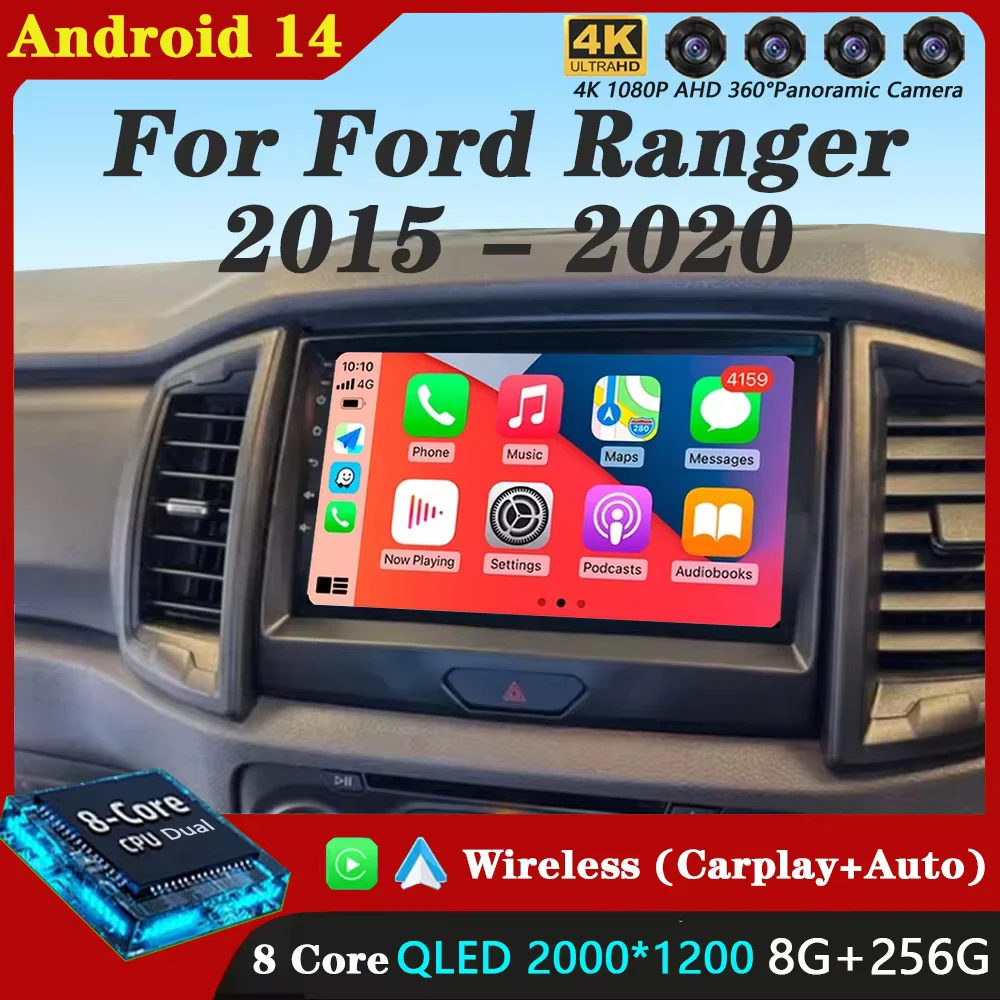 

Android 14 Car Radio Stereo QLED Screen For Ford Ranger 2015 2016 2017 2018 2019 2020 GPS Multimedia Carplay Autoradio Head unit