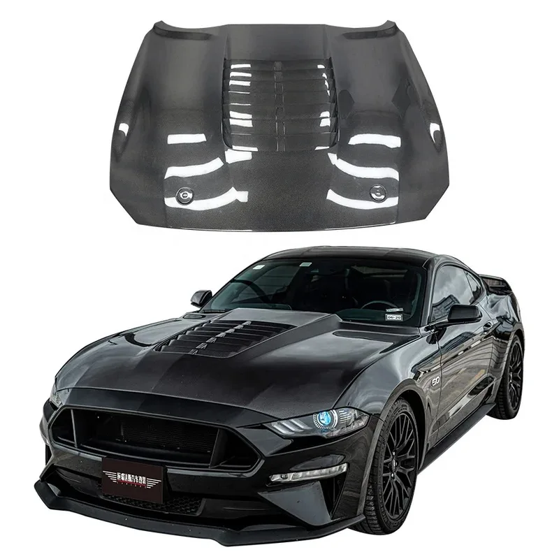 

2015-2023 for Mustang Carbon Fiber GT500 Style Hood Bonnet Body Kit with Bolts New Condition