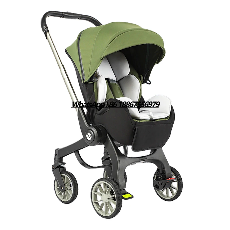 

Luxurious 4-in-1 Foldable Multi-Function Baby Stroller Age 3+ Years Travel Systems with Five-Point Safety Belt