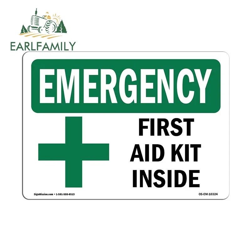 EARLFAMILY 13cm X 9.3cm First Aid Personality Car Stickers Windshield Computer Refrigerator Waterproof Decal JDM Decoration