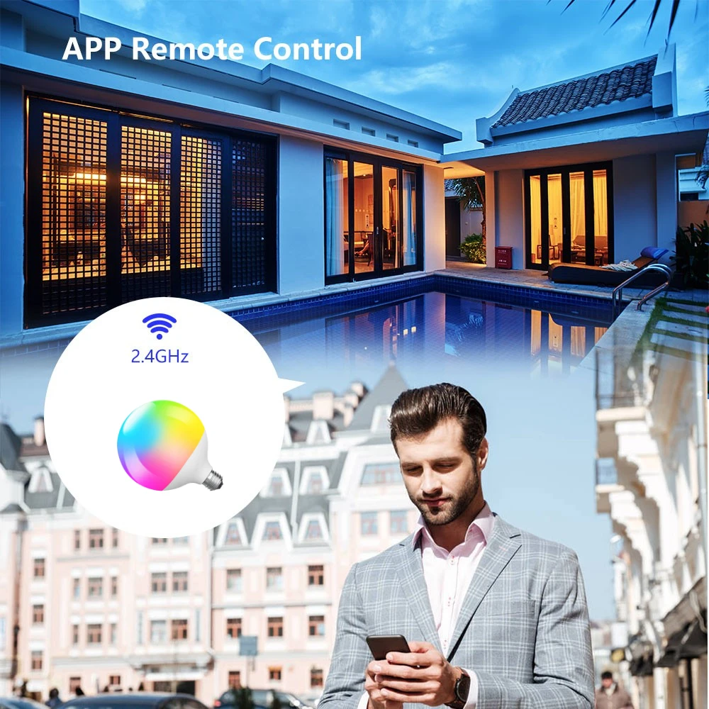 WiFi Smart Globe หลอดไฟ G120 18W E26 E27 Super Bright หลอดไฟ LED 110V 220V ควบคุมด้วยเสียง alexa Google สนับสนุน HomeKit CozyLife