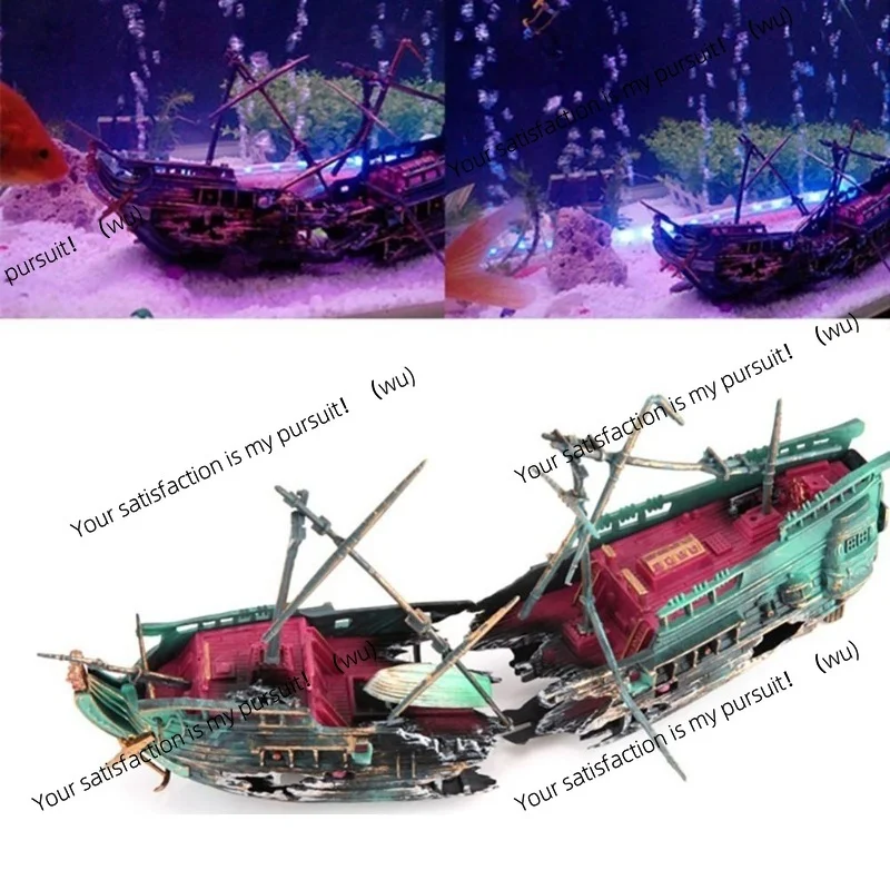 Aquarium Shipwreck Decorations Set Resin Ship Fish Tank Ornaments For Aquarium Environments Decor Accessories