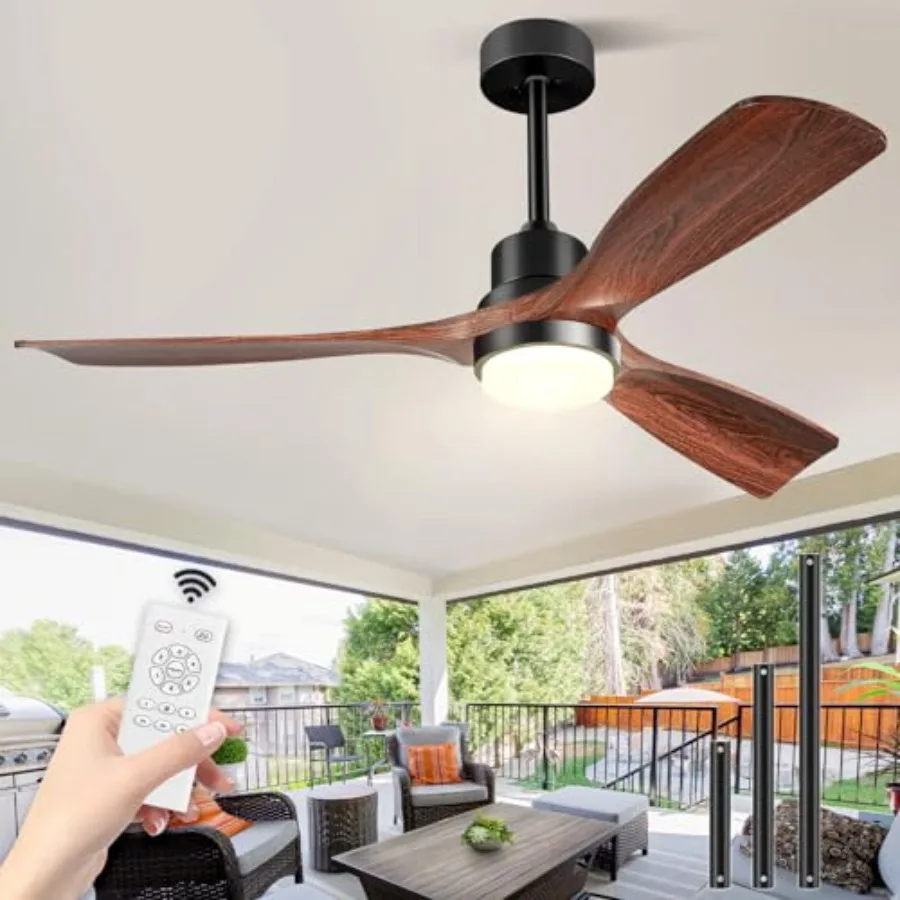 

60 Inch Ceiling Fans with Lights, Outdoor Ceiling Fan for Patios with Light and Remote, 3 Downrods, ETL Listed, 3 Blades Solid