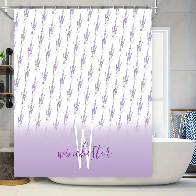 

Purple Floral Shower Curtain Set Waterproof Decorative Bathroom Liner for Home Decoration