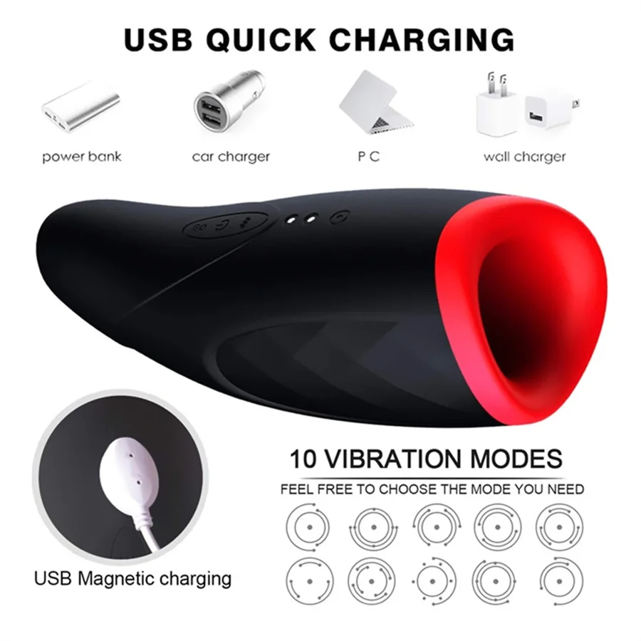 Male Masturbator Automatic Telescopic Piston Vibrator Blowjob Masturbation Cup Penis Delay Trainer Deep Throat Oral Sex Toys