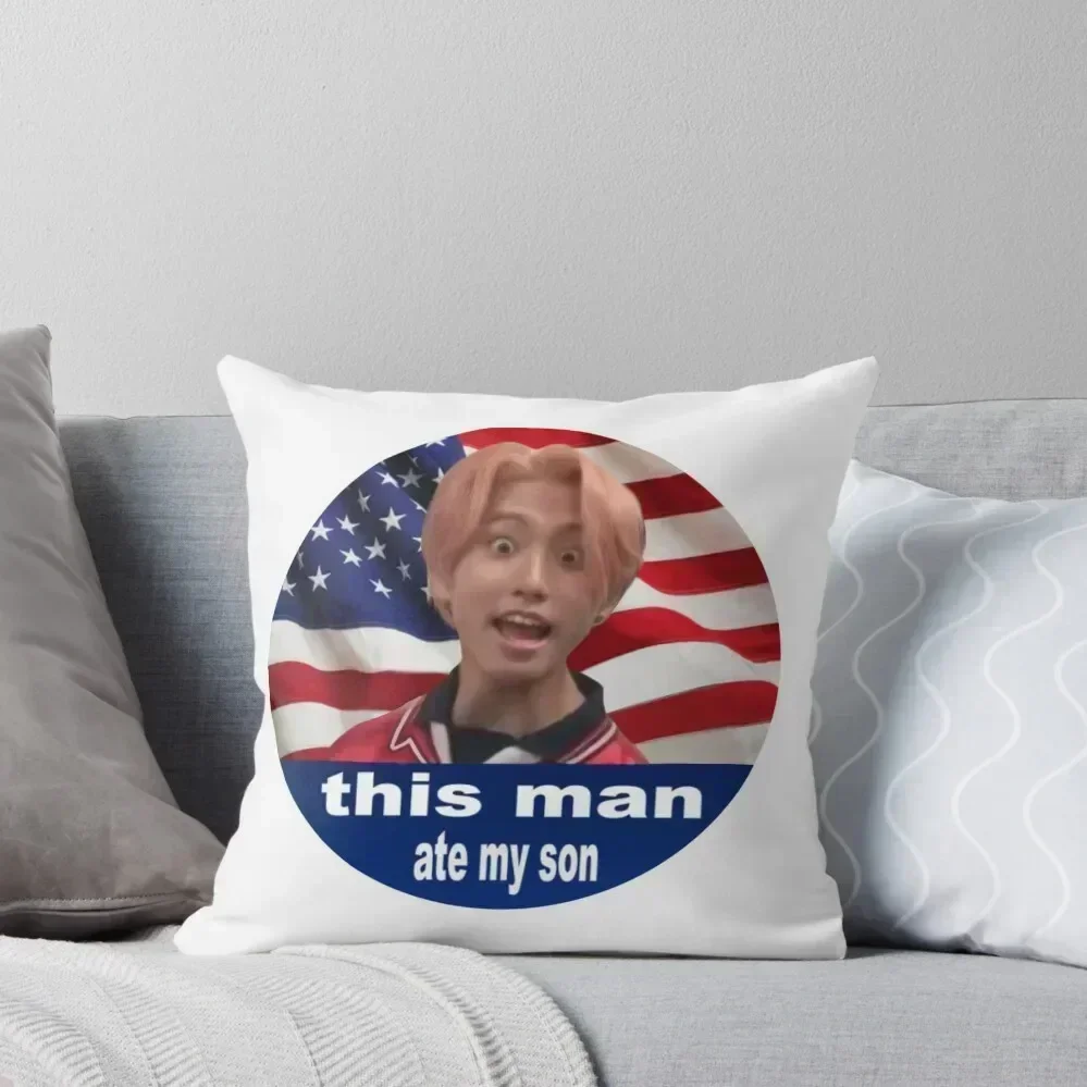 

this man (Han Jisung) ate my son Throw Pillow Cushion Cover For Sofa sleeping pillows Plaid Sofa pillow
