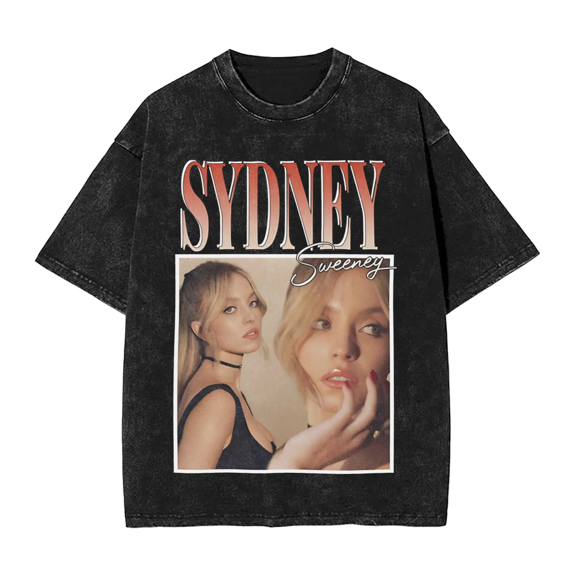 قمصان هاراجوكو المغسولة سيدني سويني هي سرقة القلوب الزي تي شيرتات رائعة ملابس الشارع الشهير كم قصير مطبوعة بلايز تيز