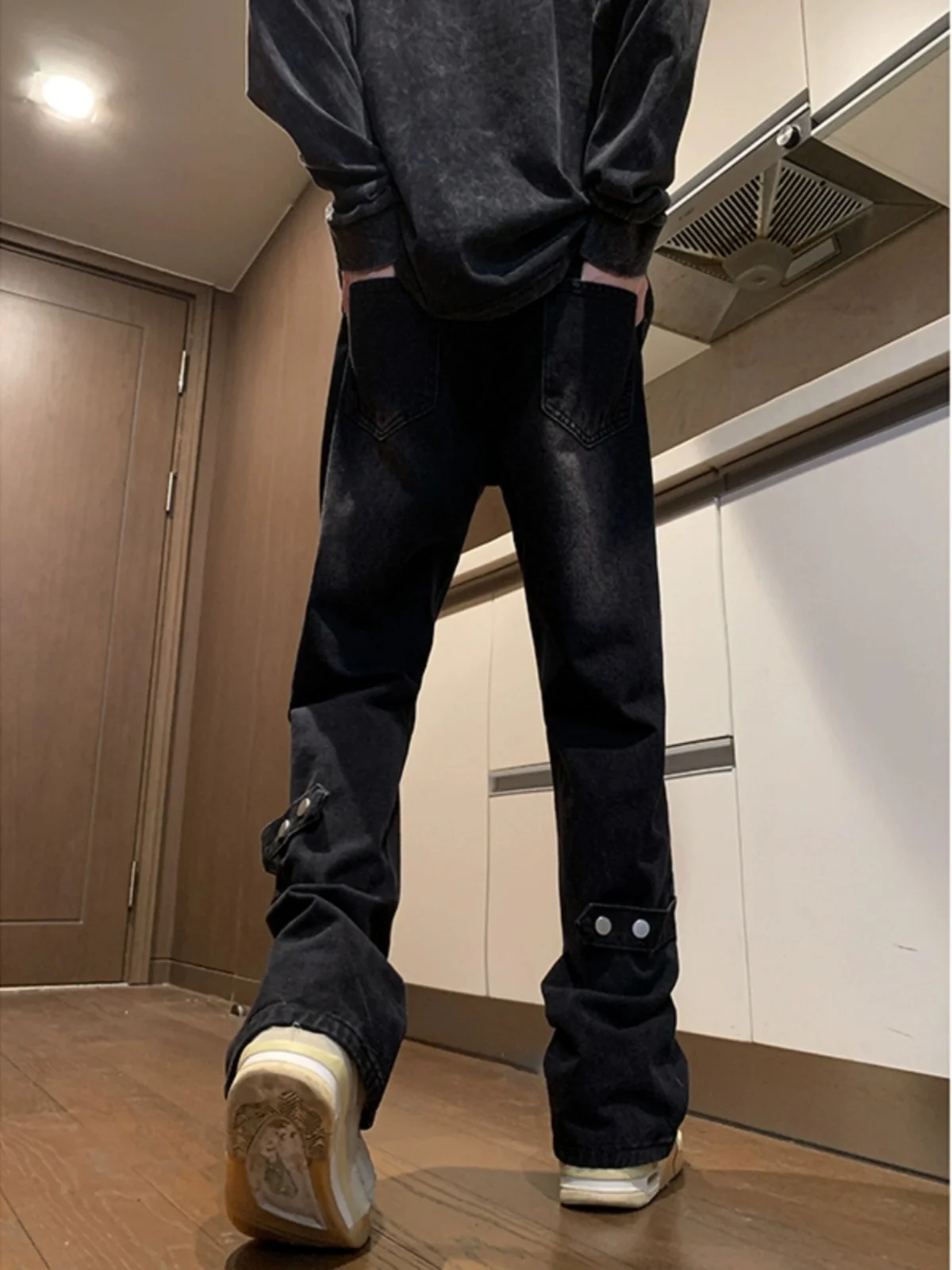 

American Retro Flared Jeans Men's Extended Tall Spring Autumn High Street Trendy Brand Casual Loose Fit Straight Leg Jeans