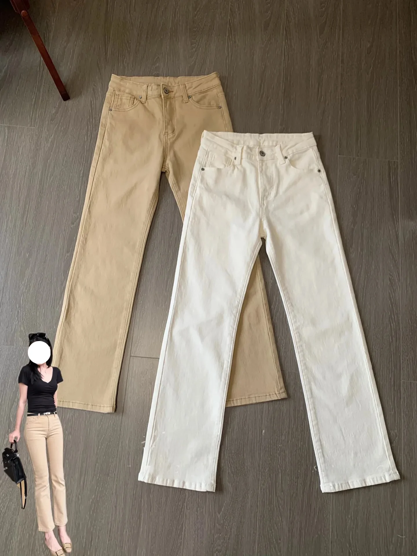 

High Waist Straight Leg Nine Tube Jeans Women's Butt Lifting Slimming Basic Match All High Waist Cotton Stretch Denim Jeans