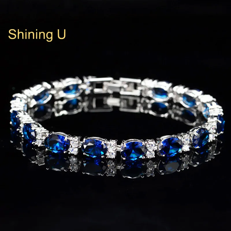 

Сияющий U-образный браслет овальной огранки с сапфировым рубином и изумрудом для женщин, модные украшения, подарок на годовщину