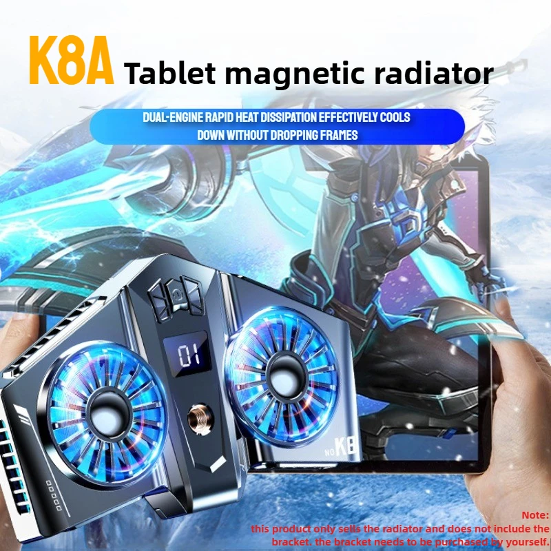 

K8A Tablet Magnetic Semiconductor Cooling Fan Radiator Flat Universal PUBG Game Cooler for iPad Living Broadcast Cool Heat Sink