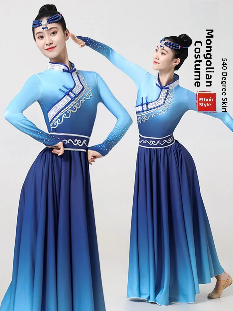 

Mongolian Dance Performance Costume New Women's Ethnic Clothing Mongolian Eth Costume Practice Skirt Dance Dr
