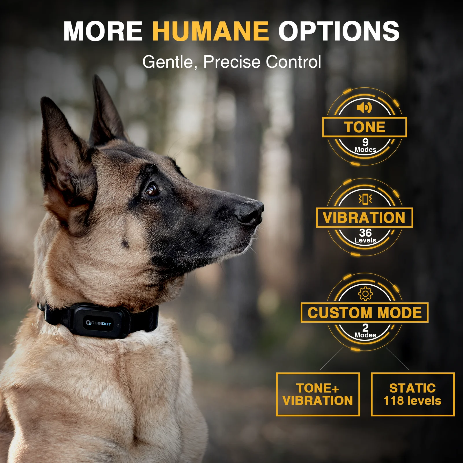 ABBIDOT T70 Dog Training Collar 2 in 1 Strap With E-clicker Electric Shock 4100ft 1250m Waterproof 118 Levels 2025 New Version