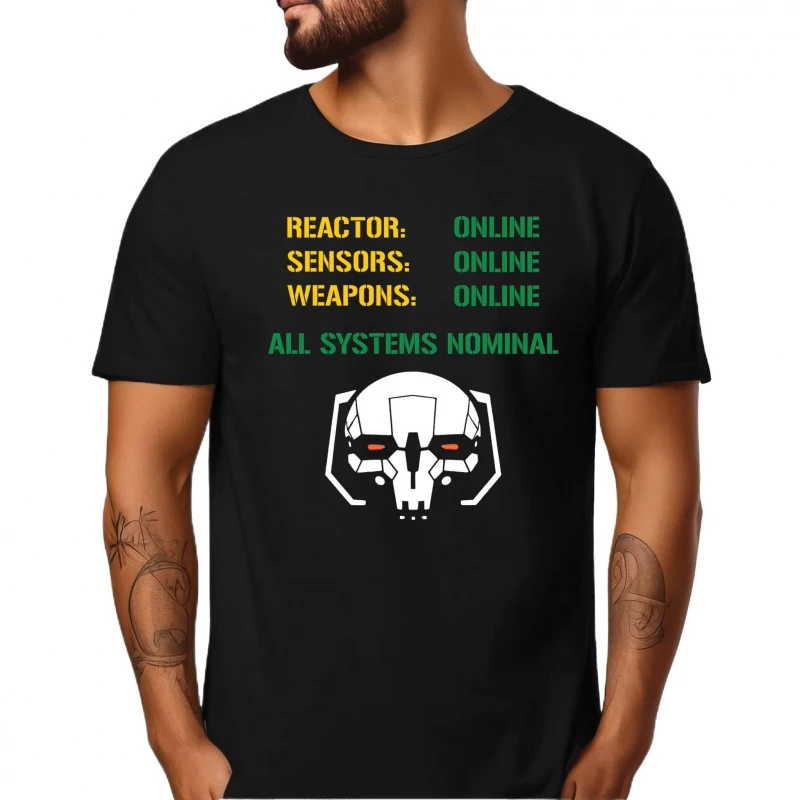 

All Systems Nominal Mechwarrior MWO Mech Combat Video game Gift t shirt for RPG Fan Battletech Graphic clothes All size tops