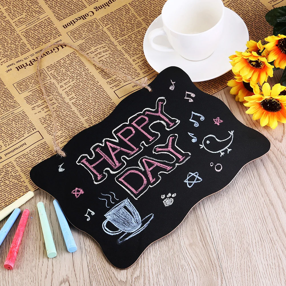 3Pcs Mini Double-Sided Wooden Message Board Small Blackboard Black for Home Office Party Wedding Decorative Creative Sign