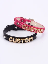 Punk Twinkling Color Customized Rhinestone Letters Collar Choker Personalized Necklaces Men Women Hotwife Cosplay Custom Jewelry