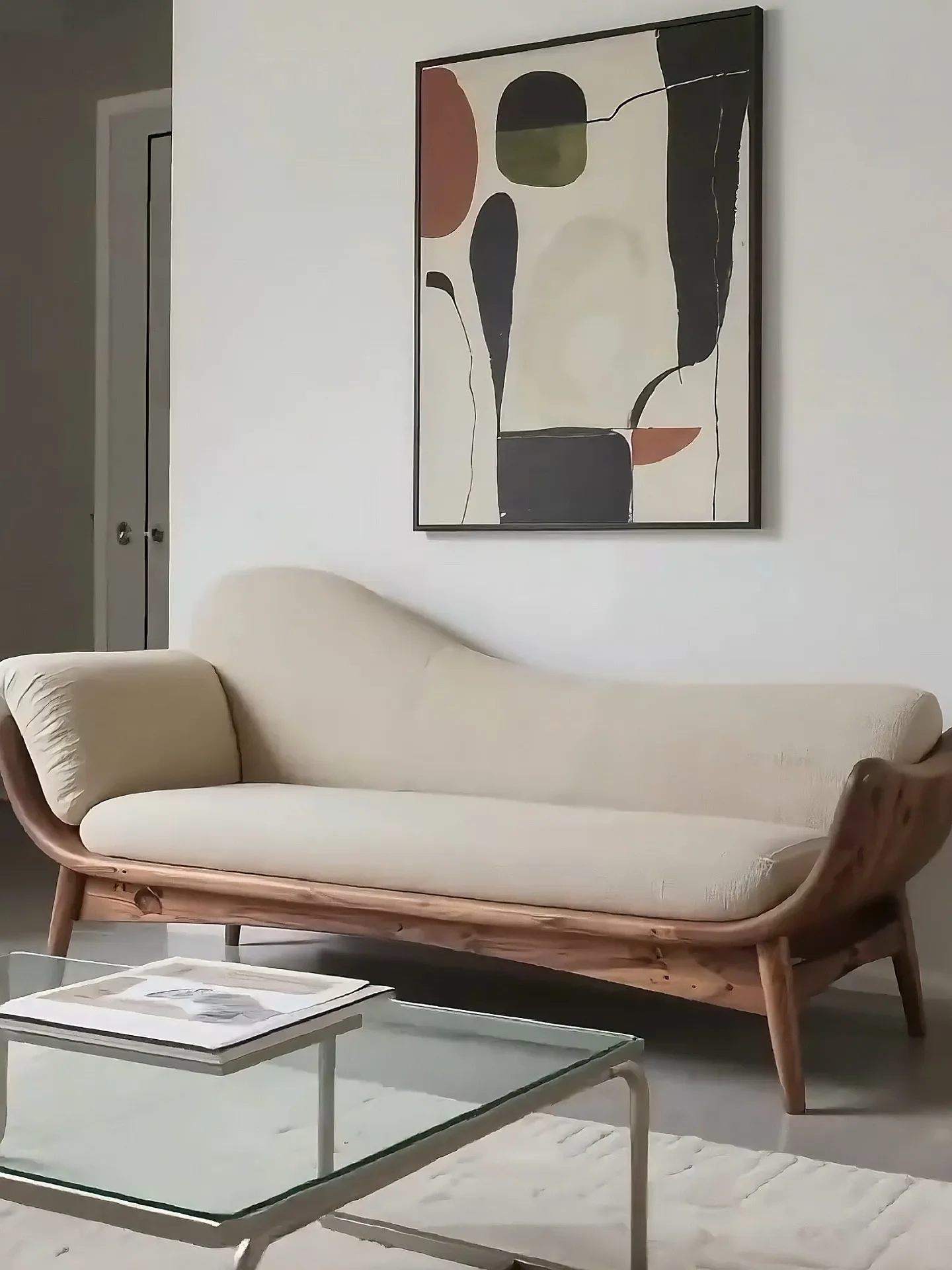 New Chinese ash wood chaise longue chair, living room solid wood leisure sofa recliner