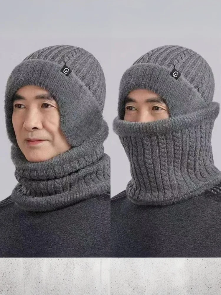 Gestrickte Biker-Mütze für Herren, Warmer Ohrenschutz, Fahrrad-Outdoormütze, Winddichte Kälteschutzmütze für Herbst und Winter, Tägliche Bekleidung für Ältere – Detail 13
