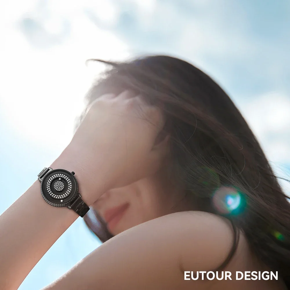 EUTOUR Women's Magnetic Diamond Watch | Waterproof Quartz | Luxury Stainless Steel Strap | Day to Night Elegance