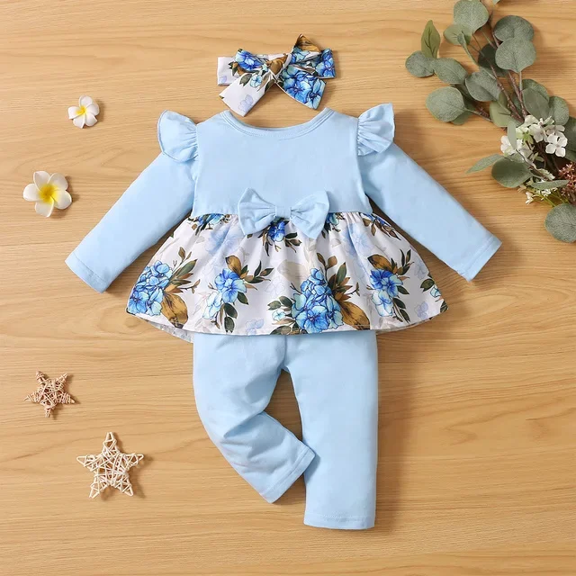 Newborn Girl Clothes 0 To 3 Months Baby Girl Clothes Toddler Girl Outfits Big Bow Top + Pants Infant Kids Clothing Whole Sale