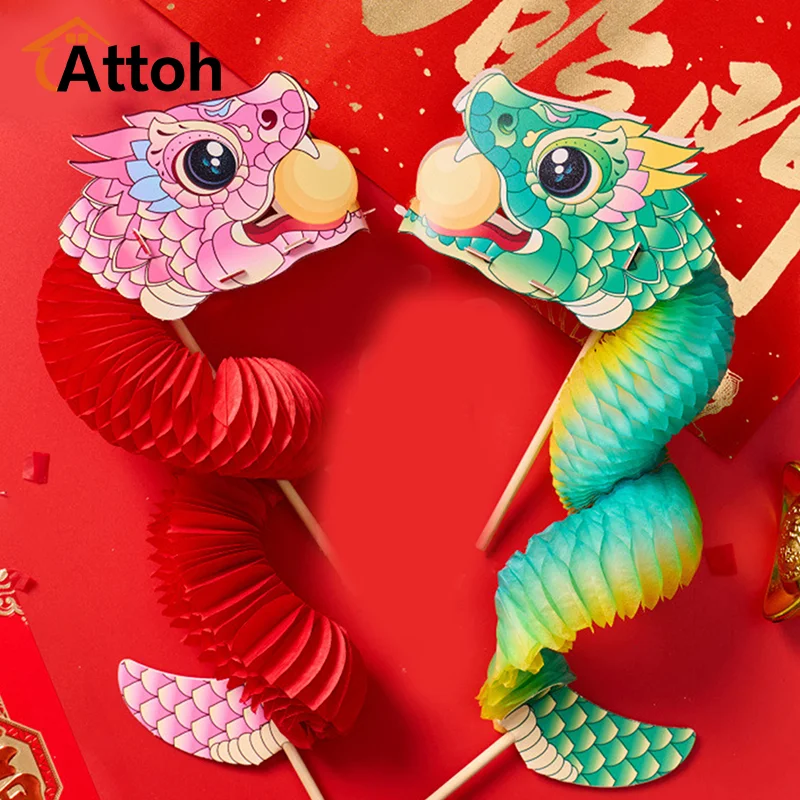 Chinese New Year Traditional Decoration DIY Snake Garland Party Cartoon Paper Loong Hanging Blessing Hand-held Latte Art 2025