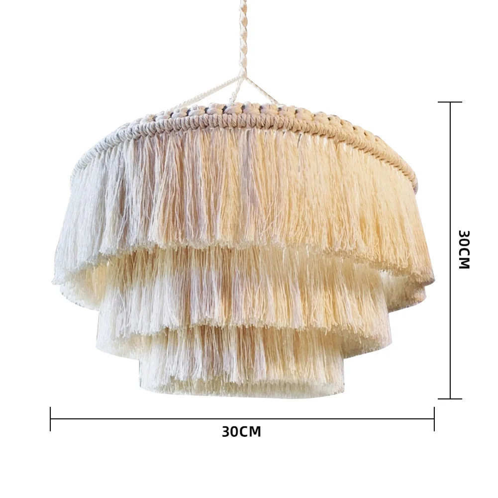 Nowoczesna makrama klosz do lampy Boho wisząca lampa pokrywa wisiorek do wystrój salonu w sypialni biurowej (żarówka nie jest dołączona)