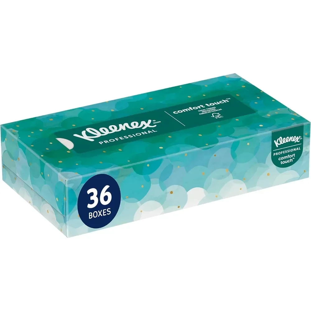 Professional Facial Tissues, Bulk (21400), 2-Ply, White, Flat Facial Tissue Boxes for Business (100 Tissues/Box, 36 Boxes/Case）