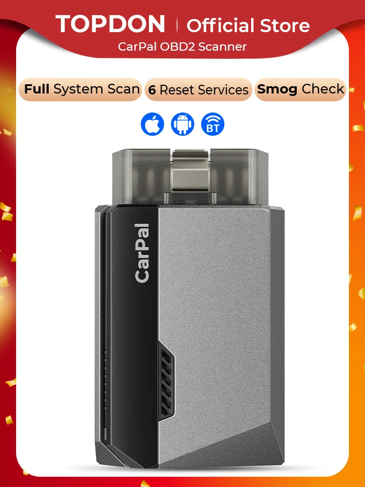 TOPDON – Scanner carpien OBD2 pour voiture, outil de Diagnostic pour tous les systèmes, contrôle de la santé du véhicule, contrôle du Smog, Test de batterie, IOS Android BT 5.0