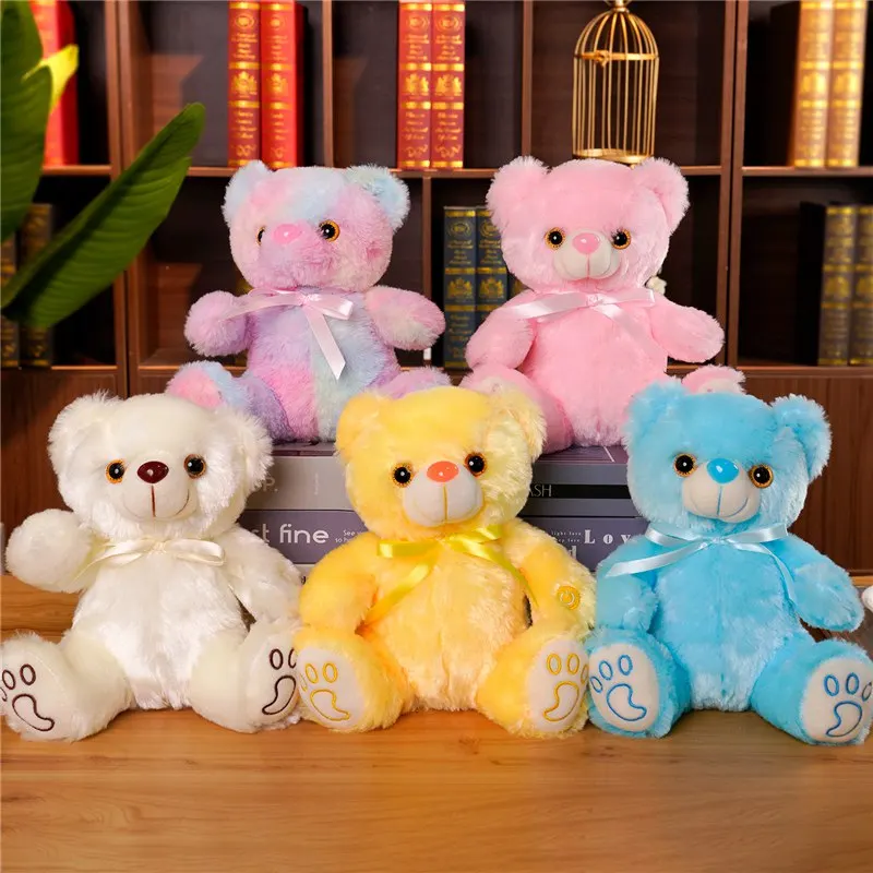 22CM Luminous Creative Light Up LED Teddy Bear Stuffed Animal Plush Toy Colorful Glowing Teddy Bear Christmas Gift for Kids