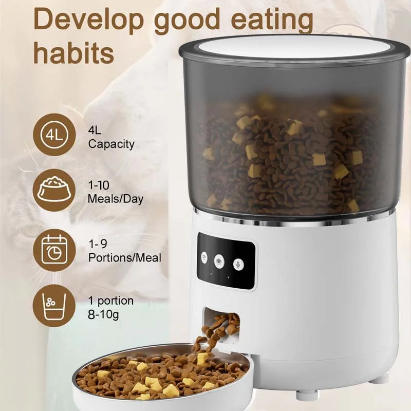 Pet automatic feeder Video cat and dog supplies feeding meals, graffiti APP voice WIFI smart cat