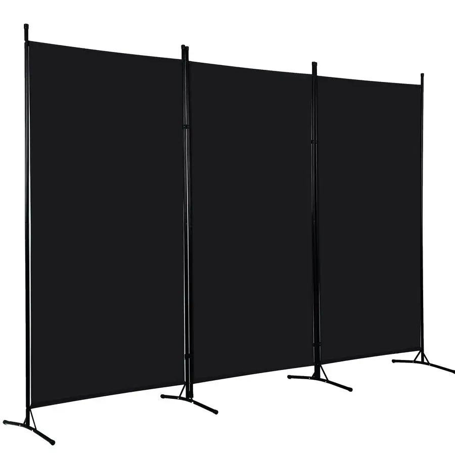 

3Panel Room Divider Privacy Screen, 6FT Portable Folding Partition with Metal Frame 102 W x 70 H for Office Home Use, Dark Black