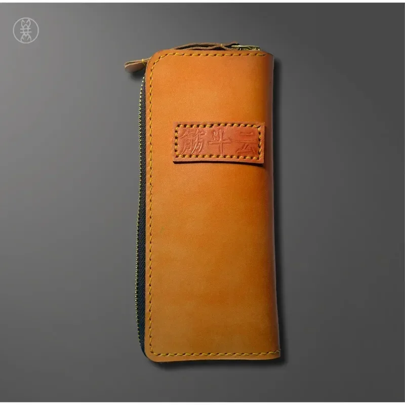 

Новый кожаный пенал-косметичка Sun Wukong с молнией, ручная роспись, из кожи растительного дубления