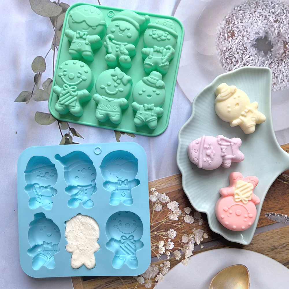 عيد الميلاد الزنجبيل رجل قالب الحلوى قالب من السيليكون كوكي الشوكولاته الخبز قالب الكعكة DIY بها بنفسك جو عيد الميلاد شمعة معطرة