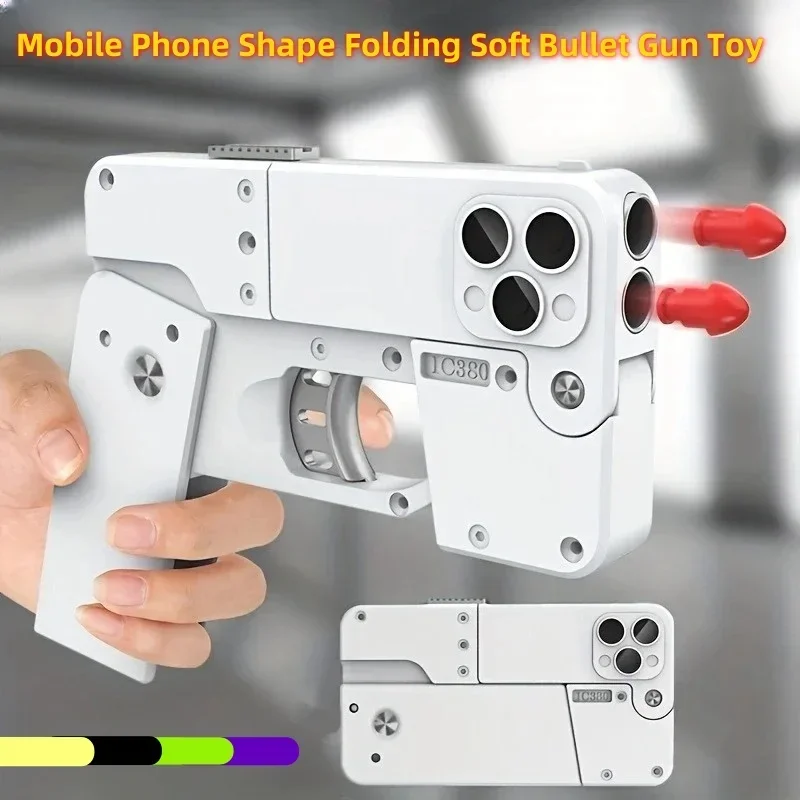 Mobile Phone Shape Folding Soft Bullet Gun Toy Novelty Toys, Adults And Kids Creative Bullet Gun Sports