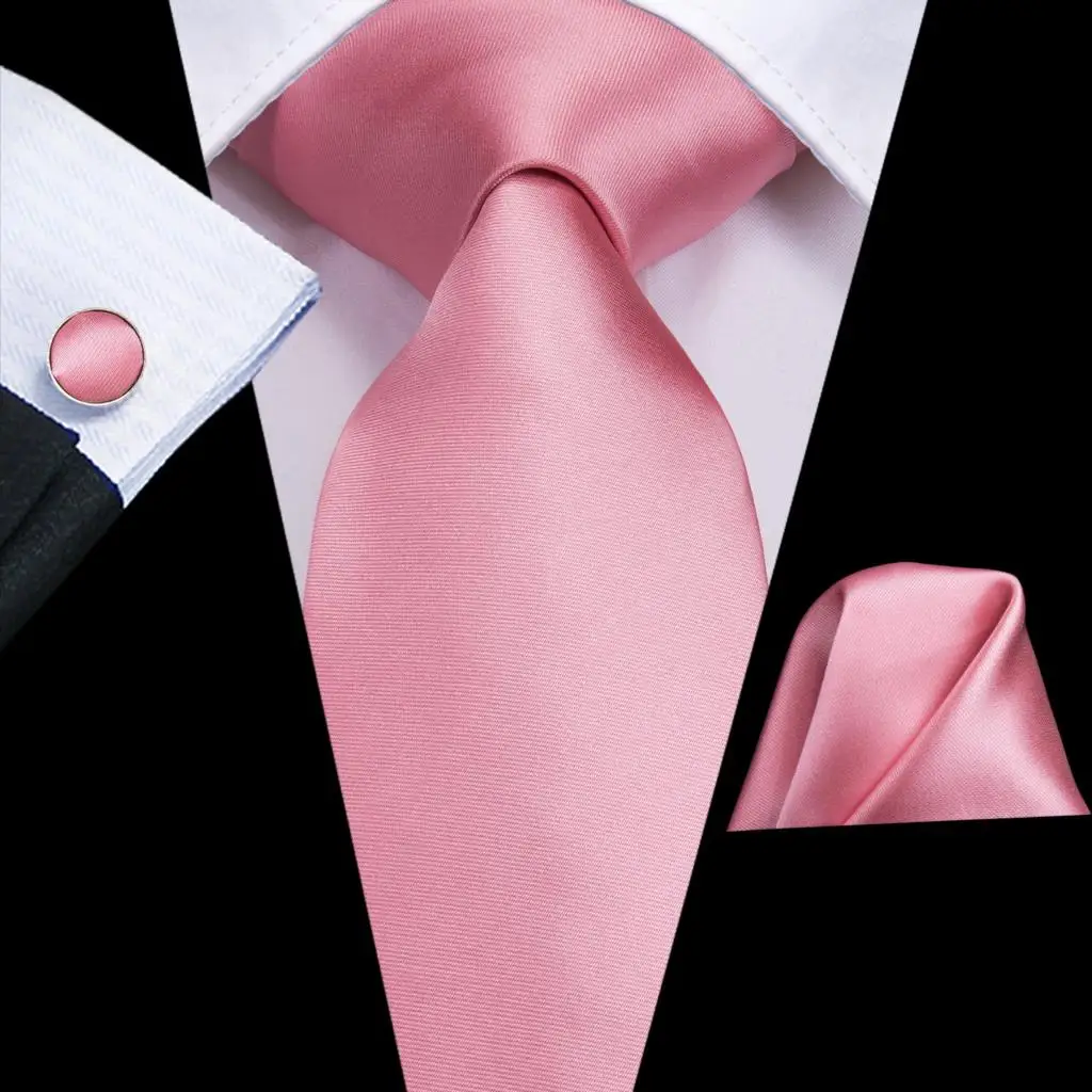 Hi-Dasi Sutra Mens Pernikahan Dasi Peach Pink Padat Hadiah Dasi untuk Pria Desain Fashion Kualitas Tinggi Sapu Tangan atau set Pesta Bisnis