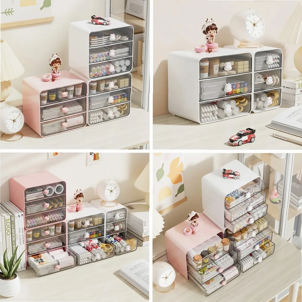 

2-Layer Cartoon Pen Holder, Creative Desk Organizer for Students, Rabbit Makeup Storage Box, Desktop Pencil Case for Girls