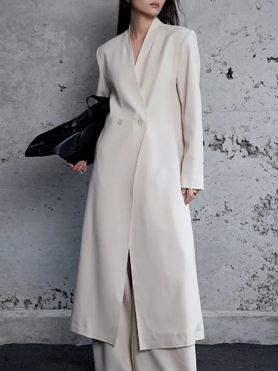 Fashion Design Suit 2024 New Fashion V-neck Long Sleeve Slim Fit Long Trench Coat