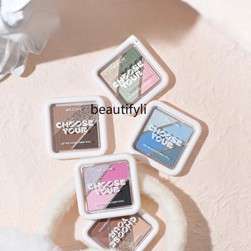 Zq Hold Live Pocket Eye Shadow Plate Earth Milk Tea Beads Matte Hot Girl sombra de ojos rosa y verde azul