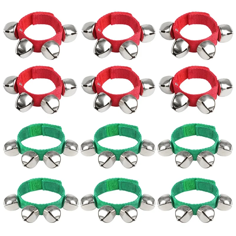 12 pièces Bracelet de poignet cloches Bracelets cloches de cheville musicales Instrument de rythme pour enfants cadeaux de fête de noël-A Durable